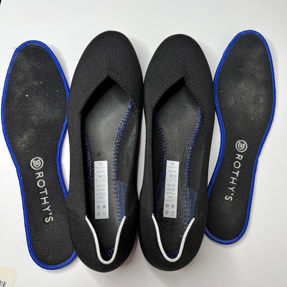 Rothys The Point Solid Pointed Toe Flat Shoes Womens 11.5 Black - Picture 2 of 7